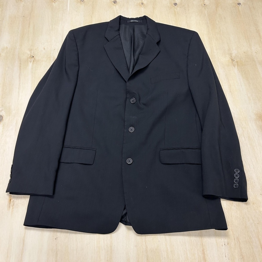 Alfani Blazer Mens 44 Black Wool Solid 3 Button Suit Jacket Formal Canada